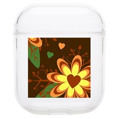 Floral Hearts Brown Green Retro Soft Tpu Airpods 1/2 Case by Hannah976