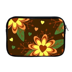 Floral Hearts Brown Green Retro Apple Macbook Pro 17  Zipper Case by Hannah976