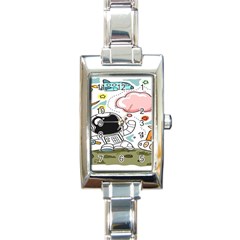 Sketch Cute Child Funny Rectangle Italian Charm Watch by Hannah976