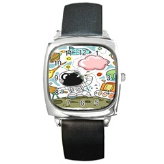 Sketch Cute Child Funny Square Metal Watch by Hannah976