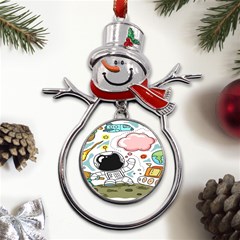 Sketch Cute Child Funny Metal Snowman Ornament by Hannah976