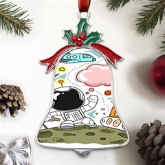 Sketch Cute Child Funny Metal Holly Leaf Bell Ornament by Hannah976