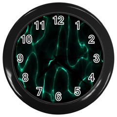 Green Pattern Background Abstract Wall Clock (black) by Hannah976