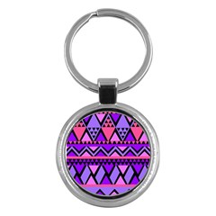 Seamless Purple Pink Pattern Key Chain (round) by Hannah976