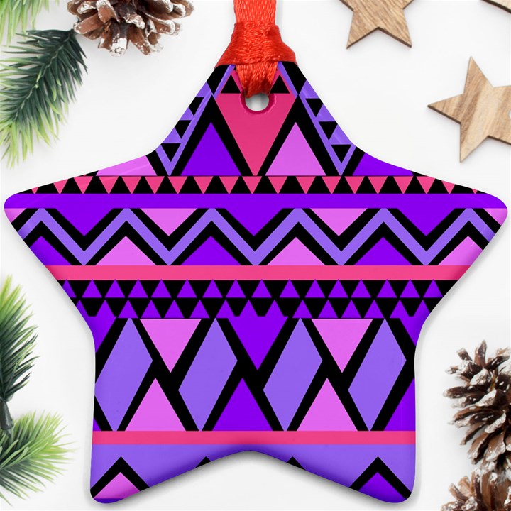 Seamless Purple Pink Pattern Star Ornament (Two Sides)