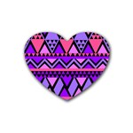 Seamless Purple Pink Pattern Rubber Heart Coaster (4 pack) Front