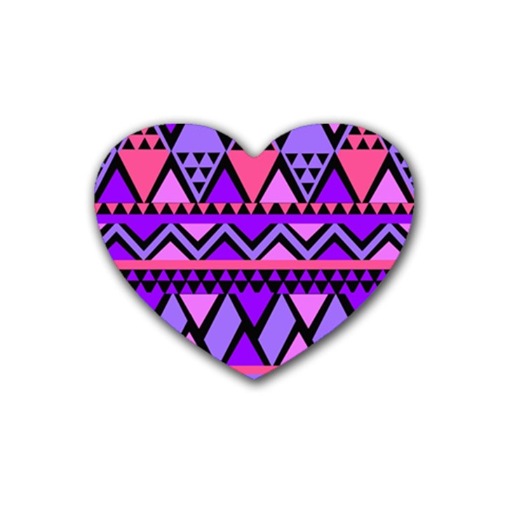 Seamless Purple Pink Pattern Rubber Heart Coaster (4 pack)