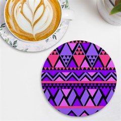 Seamless Purple Pink Pattern Uv Print Round Tile Coaster by Hannah976