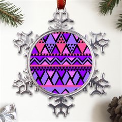 Seamless Purple Pink Pattern Metal Large Snowflake Ornament by Hannah976