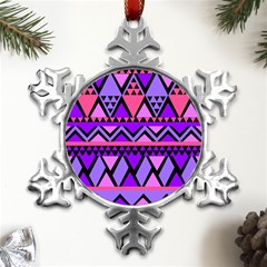 Seamless Purple Pink Pattern Metal Small Snowflake Ornament by Hannah976