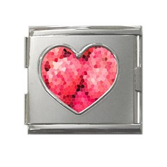 Mosaic Structure Pattern Background Mega Link Heart Italian Charm (18mm) by Hannah976