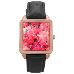 Mosaic Structure Pattern Background Rose Gold Leather Watch  by Hannah976