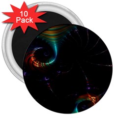 Fractal Transfer Metallic Black 3  Magnets (10 Pack)  by Hannah976