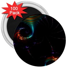 Fractal Transfer Metallic Black 3  Magnets (100 Pack) by Hannah976