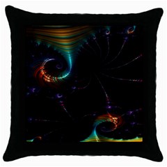 Fractal Transfer Metallic Black Throw Pillow Case (black) by Hannah976