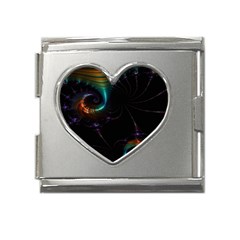 Fractal Transfer Metallic Black Mega Link Heart Italian Charm (18mm) by Hannah976