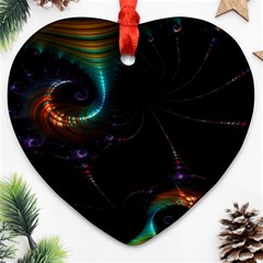 Fractal Transfer Metallic Black Heart Ornament (two Sides) by Hannah976