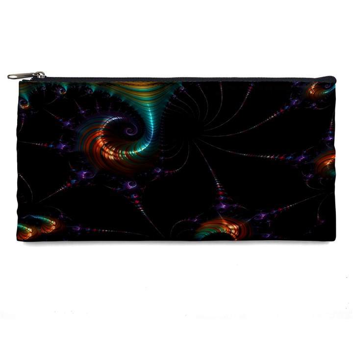 Fractal Transfer Metallic Black Pencil Case