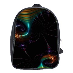 Fractal Transfer Metallic Black School Bag (large) by Hannah976