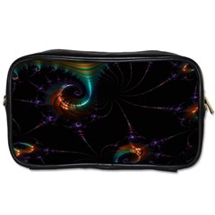 Fractal Transfer Metallic Black Toiletries Bag (two Sides) by Hannah976