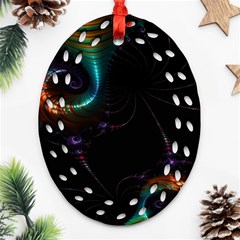 Fractal Transfer Metallic Black Oval Filigree Ornament (two Sides) by Hannah976