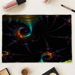 Fractal Transfer Metallic Black Cosmetic Bag (xxl) by Hannah976