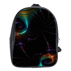 Fractal Transfer Metallic Black School Bag (xl) by Hannah976