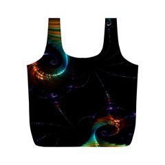 Fractal Transfer Metallic Black Full Print Recycle Bag (m) by Hannah976