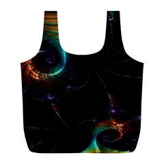 Fractal Transfer Metallic Black Full Print Recycle Bag (l) by Hannah976