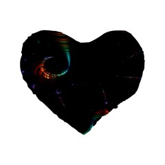 Fractal Transfer Metallic Black Standard 16  Premium Flano Heart Shape Cushions by Hannah976