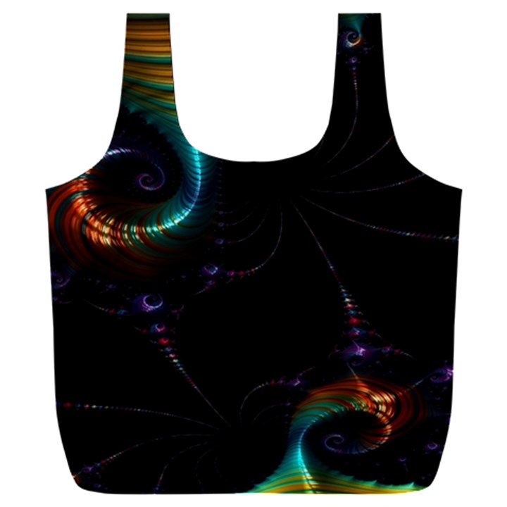 Fractal Transfer Metallic Black Full Print Recycle Bag (XXL)