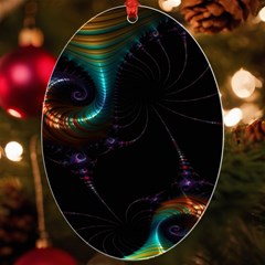 Fractal Transfer Metallic Black Uv Print Acrylic Ornament Oval by Hannah976