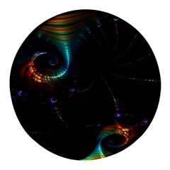 Fractal Transfer Metallic Black Round Glass Fridge Magnet (4 Pack) by Hannah976