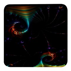 Fractal Transfer Metallic Black Square Glass Fridge Magnet (4 Pack) by Hannah976