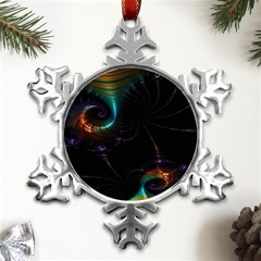 Fractal Transfer Metallic Black Metal Small Snowflake Ornament by Hannah976