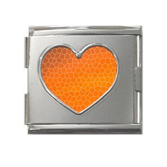 Orange Mosaic Structure Background Mega Link Heart Italian Charm (18mm) by Hannah976