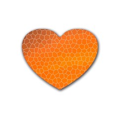 Orange Mosaic Structure Background Rubber Heart Coaster (4 Pack) by Hannah976