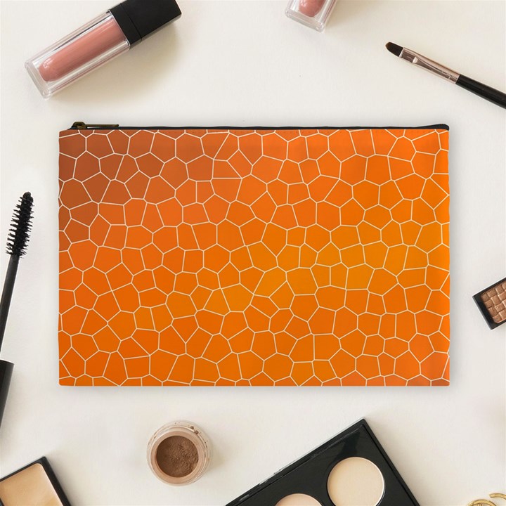 Orange Mosaic Structure Background Cosmetic Bag (Large)