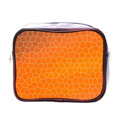 Orange Mosaic Structure Background Mini Toiletries Bag (one Side) by Hannah976