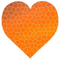 Orange Mosaic Structure Background Wooden Puzzle Heart by Hannah976