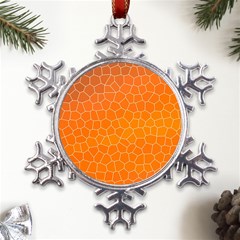 Orange Mosaic Structure Background Metal Large Snowflake Ornament by Hannah976