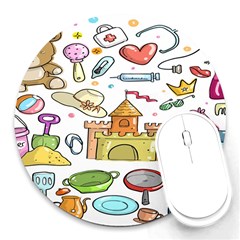 Baby Equipment Child Sketch Hand Round Mousepad by Hannah976