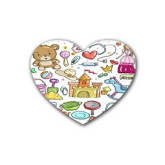 Baby Equipment Child Sketch Hand Rubber Heart Coaster (4 Pack) by Hannah976