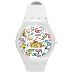 Baby Equipment Child Sketch Hand Round Plastic Sport Watch (m) by Hannah976