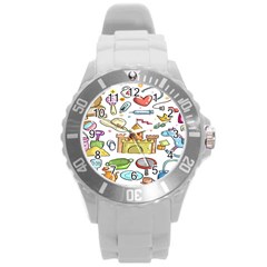 Baby Equipment Child Sketch Hand Round Plastic Sport Watch (l) by Hannah976