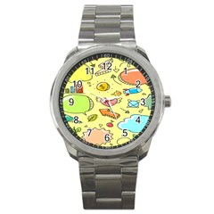 Cute Sketch Child Graphic Funny Sport Metal Watch by Hannah976