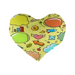 Cute Sketch Child Graphic Funny Standard 16  Premium Flano Heart Shape Cushions by Hannah976