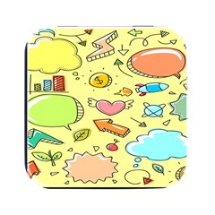 Cute Sketch Child Graphic Funny Square Metal Box (black) by Hannah976