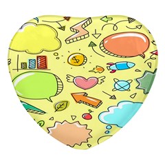 Cute Sketch Child Graphic Funny Heart Glass Fridge Magnet (4 Pack) by Hannah976