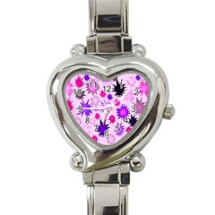 Inks Drops Black Paint Design Heart Italian Charm Watch by Hannah976